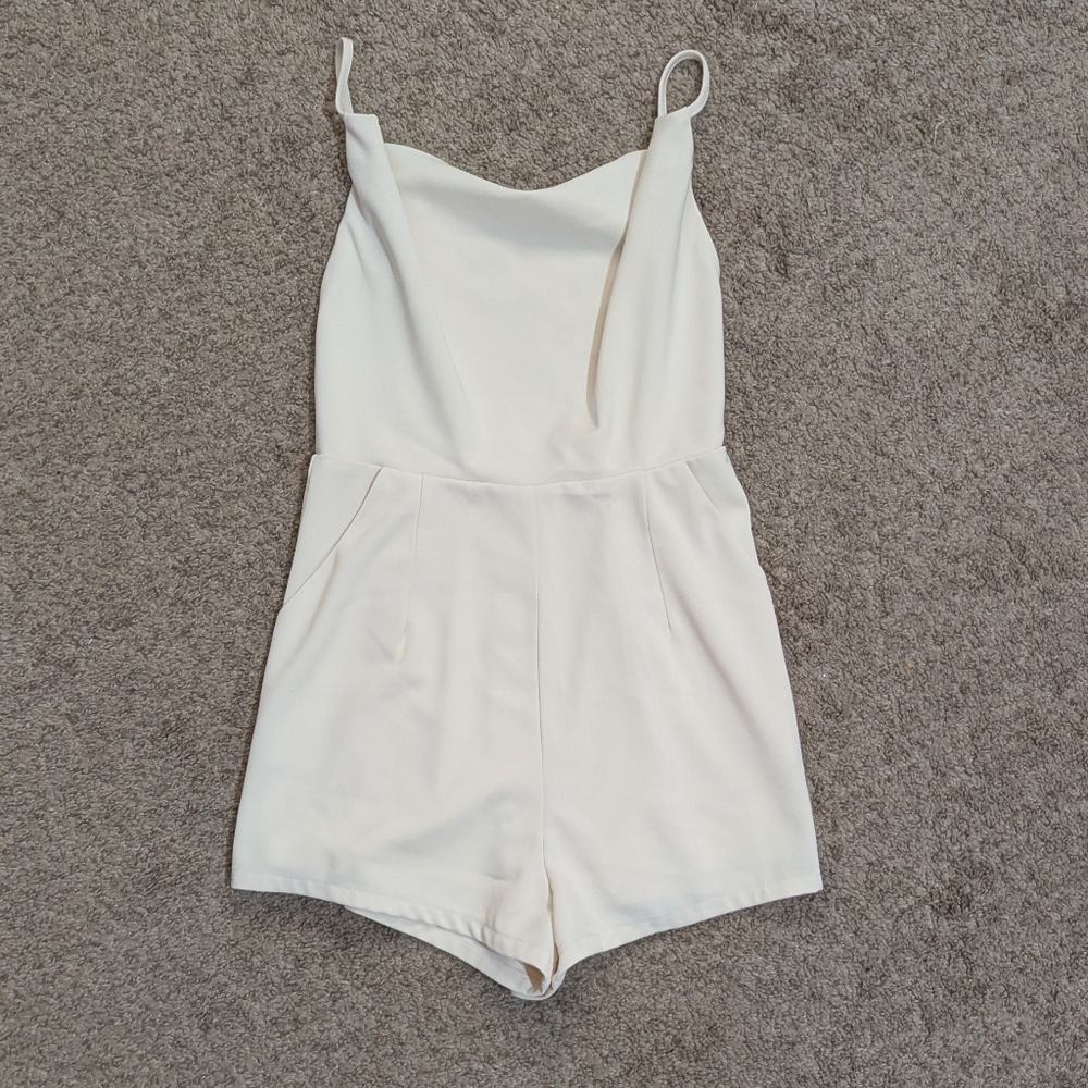 MARBLE Cream Sleeveless Romper